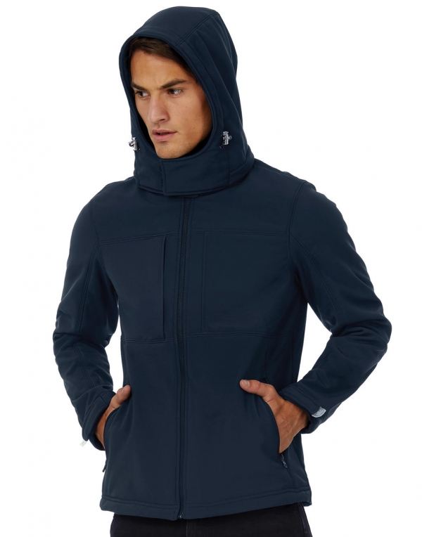 B&C Pánská softshellová bunda s kapucí B&C (JM950) Námořnická modrá L