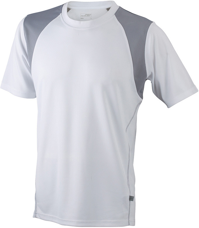 James & Nicholson Dětské běžecké triko s krátkým rukávem James & Nicholson (JN397K) Bílá / Stříbrná M