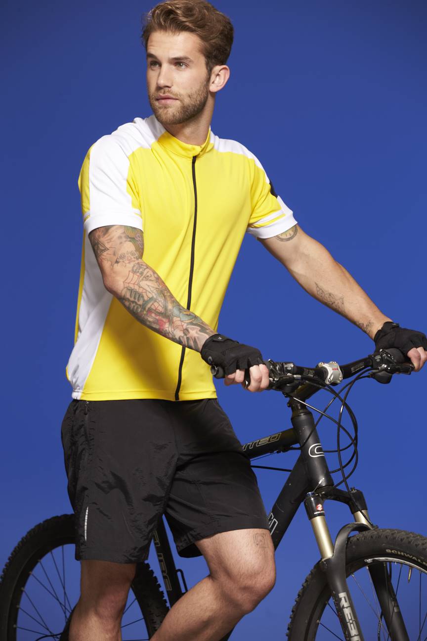 James & Nicholson Pánské cyklistické triko s krátkým rukávem James & Nicholson (JN454) Oranžová XXL