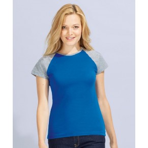 Sols Dámské triko s krátkým rukávem - Milky Sol's Bílá / Královská modrá XL