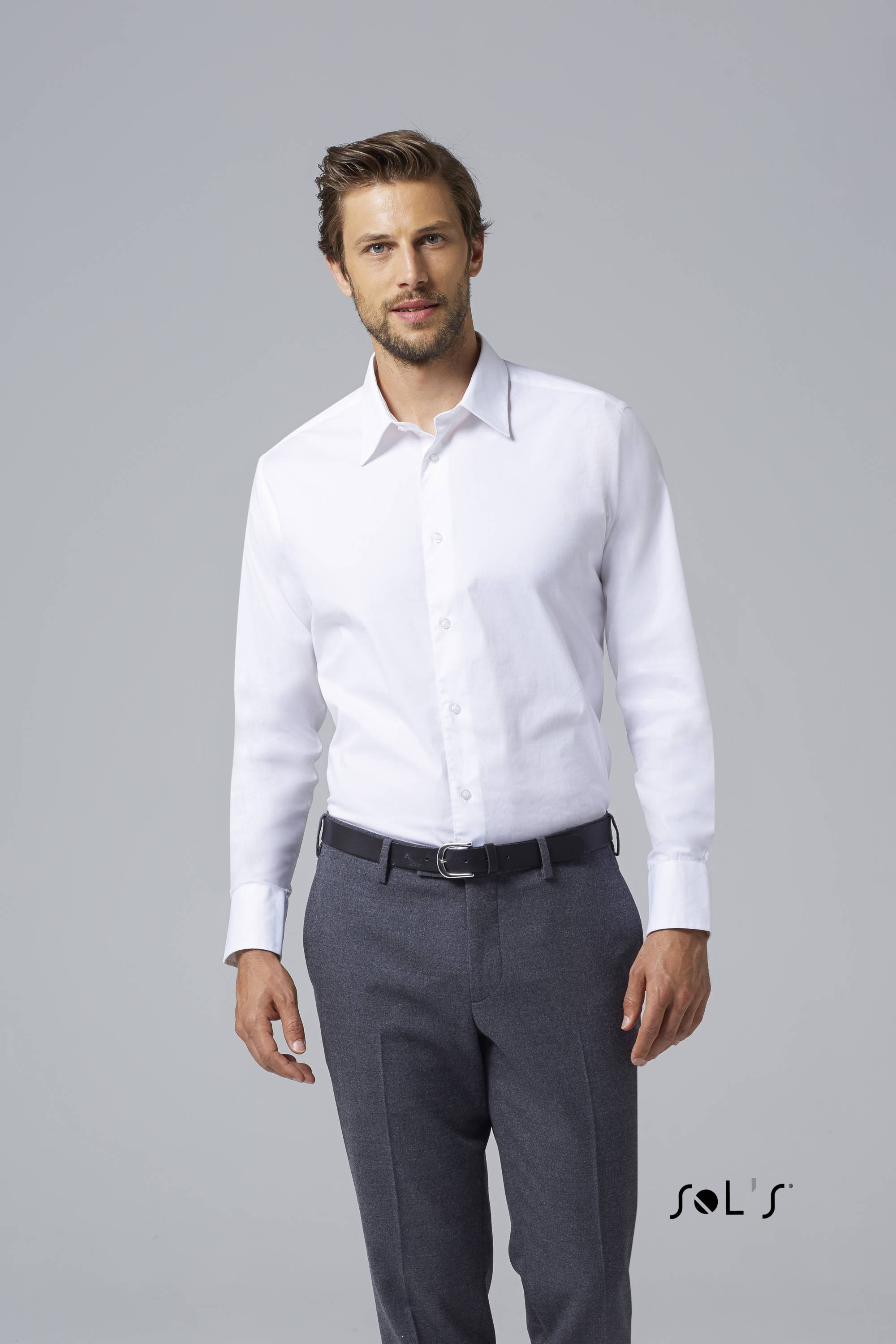 Sols Pánská elastická košile s dlouhým rukávem Sol´s - Brighton Bílá 4XL