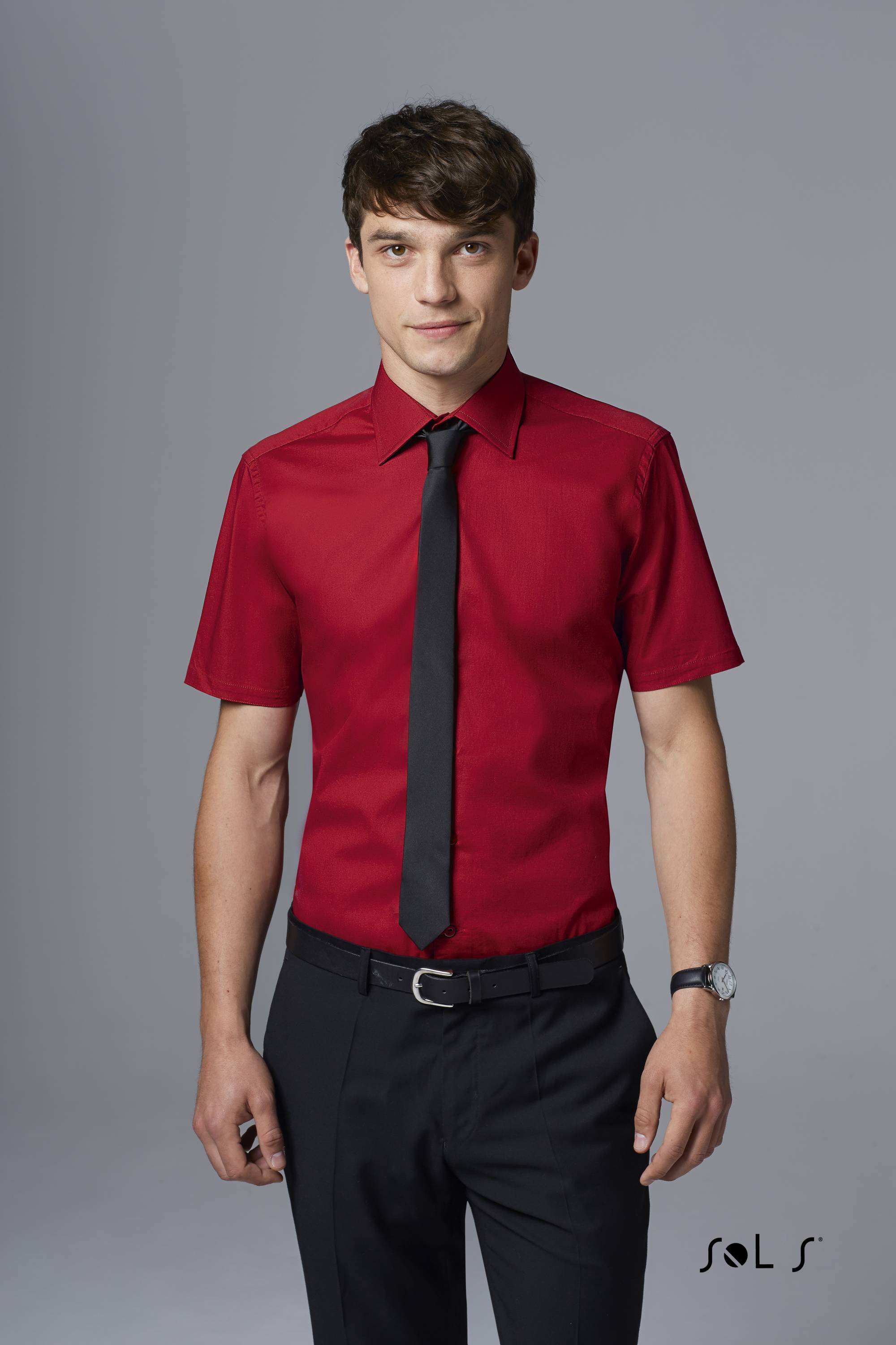 Sols Pánská elastická košile s krátkým rukávem Sol´s - Broadway Červená S