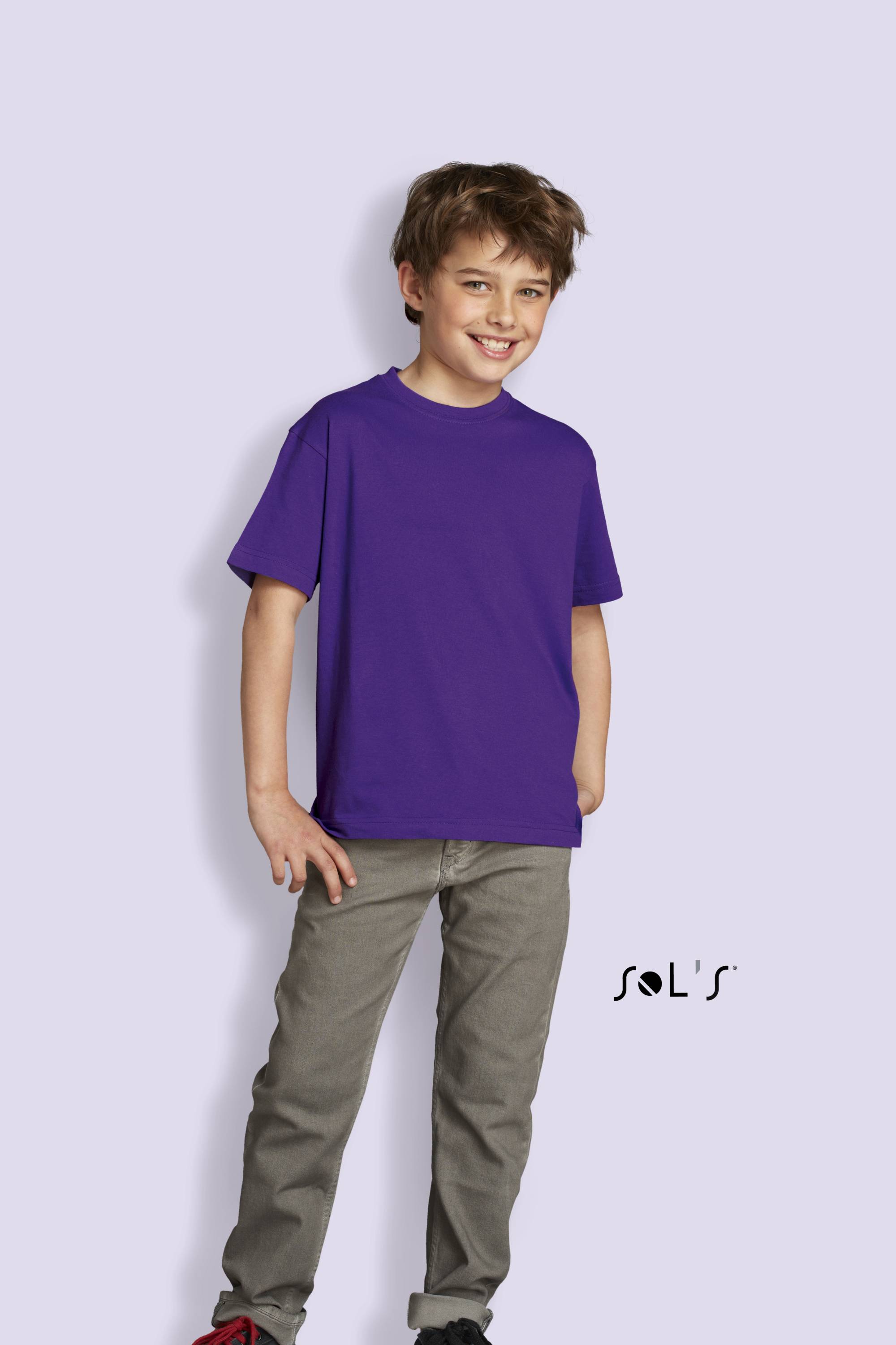 Sols Dětské triko s kulatým výstřihem a krátkým rukávem Sol´s - Regent kids Tmavá fialová 4 roky (96 - 104 cm)