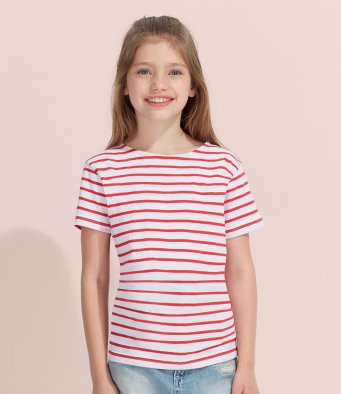 Sols Dětské pruhované triko s krátkým rukávem Sol's Bílá / Červená 4 roky