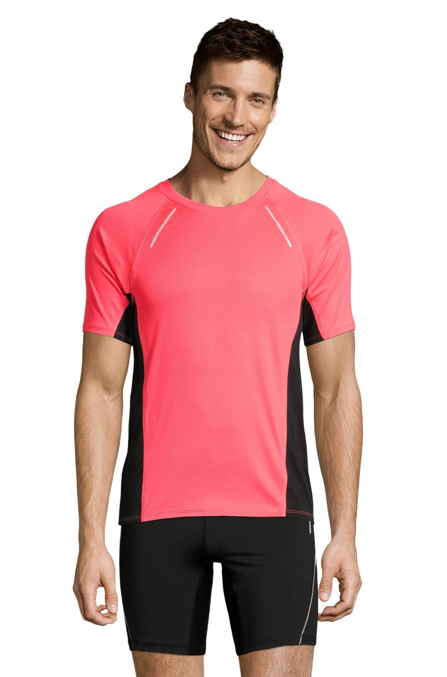 Sols Pánské sportovní triko s krátkým rukávem Sydney Sol's (01414) Neonová růžová XL