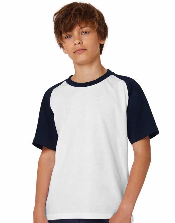 B&C Dětské triko s krátkým rukávem B&C (TK350) Bílá / Červená 12-14