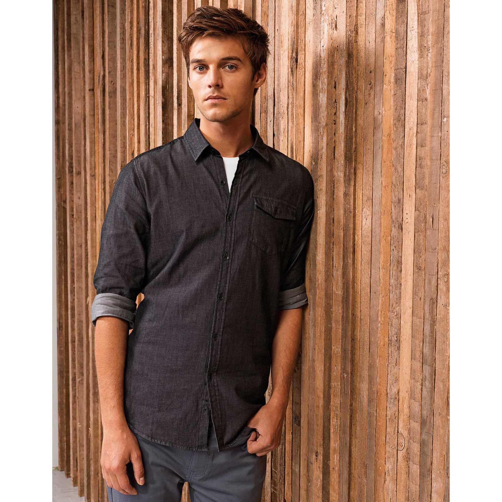 Premier Workwear Pánská džínová košile s dlouhým rukávem Premier workwear (PR222) Černá S