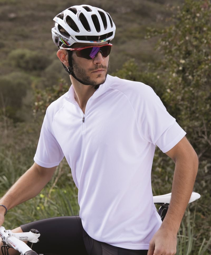 James & Nicholson Pánské cyklistické triko s krátkým rukávem James & Nicholson (JN512) Bílá XL