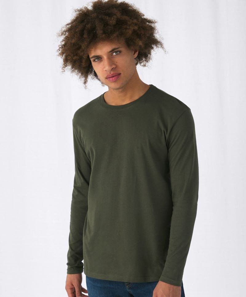 B&C Pánské tričko s dlouhým rukávem B&C (TU05T) Lahvově zelená XXL