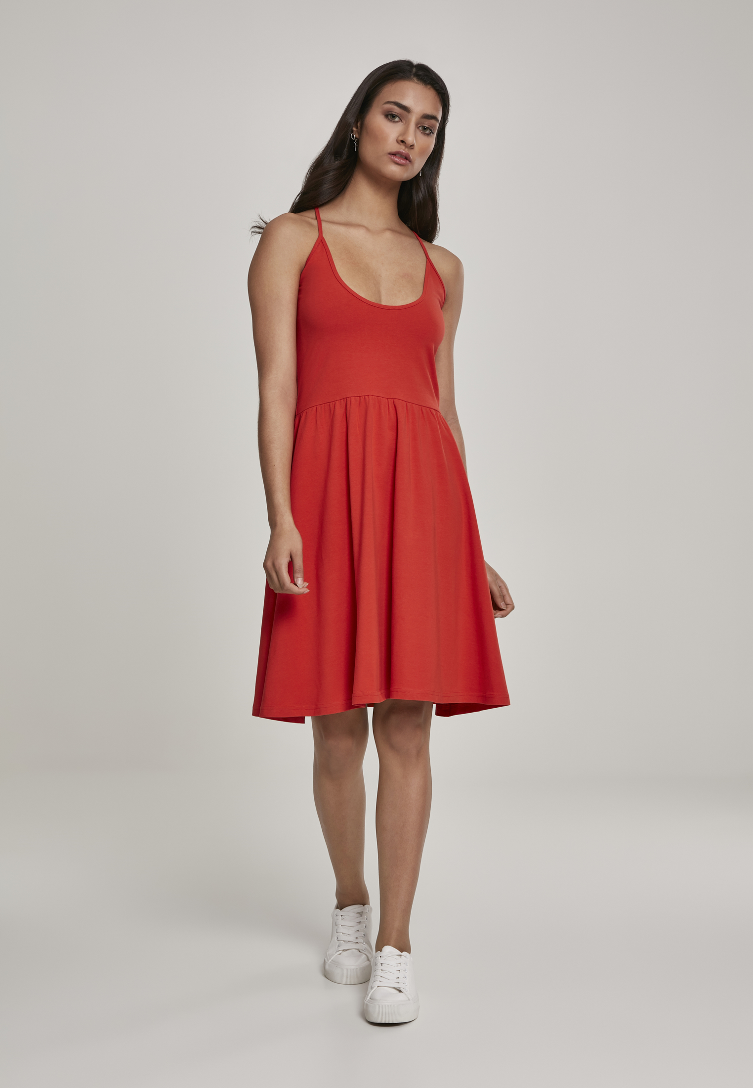 Urban Classics Dámské šaty se špagetovými ramínky URBAN CLASSICS (TB2610) Červená XS