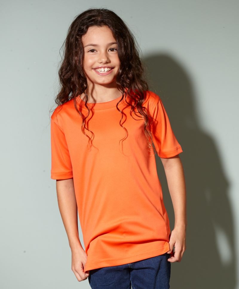 James & Nicholson Dětské sportovní triko s krátkým rukávem James & Nicholson (JN358K) Oranžová M