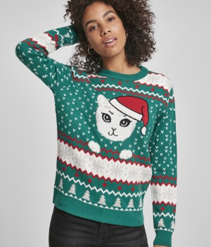 Dámský vánoční svetr s kočkou URBAN CLASSICS (TB3241)